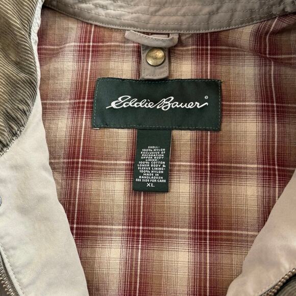 Vintage Men’s Eddie Bauer Barn Coat Size XL Plaid Lined Corduroy Collar - Picture 4 of 12